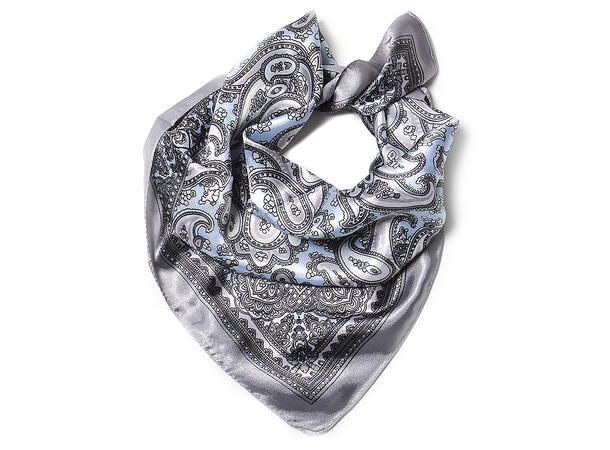 Skjerf paisley 53x53 grå 